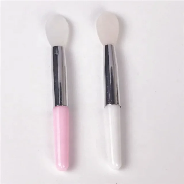 Pretty plastic small spoon brush lip gloss tube application silicone