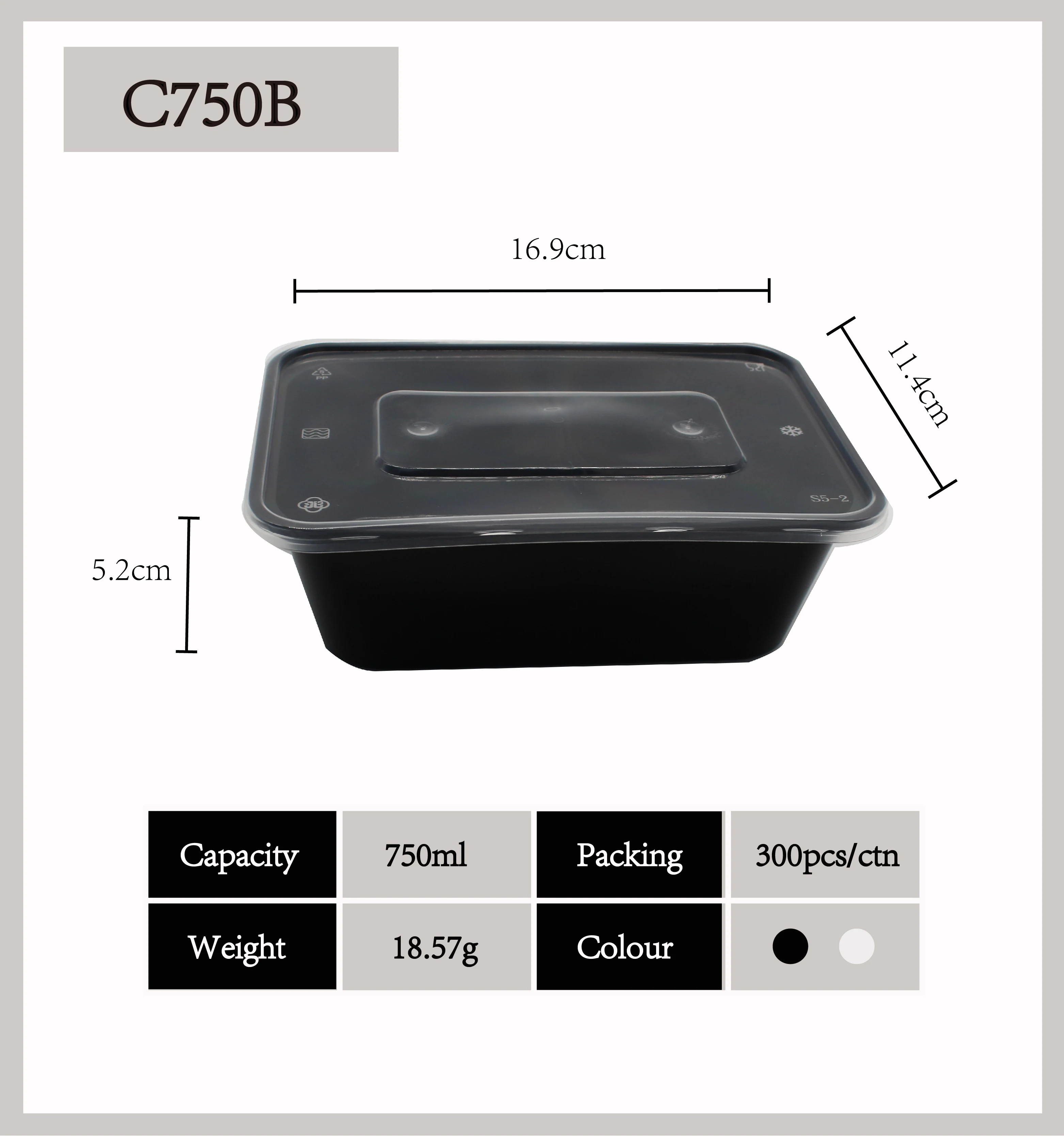 750ml Takeaway Microwavable Plastic Disposable  Food Storage container transparent pp plastic Lunch Boxes one time use