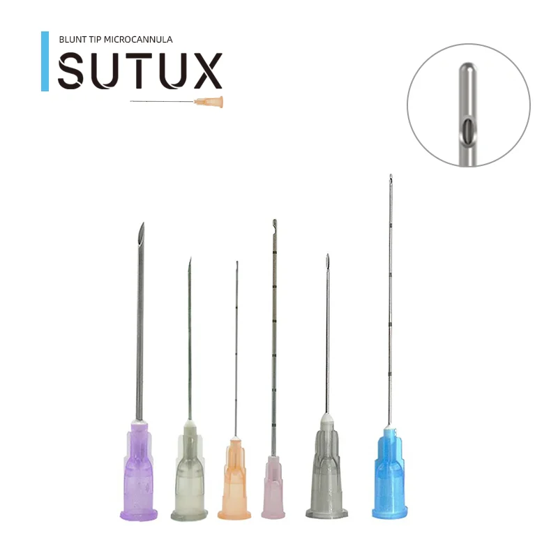 SUTUX CE marked high quality 18G 25G 27G manufacturer wholesale blunt tip needle fine micro canula for dermal filler injection