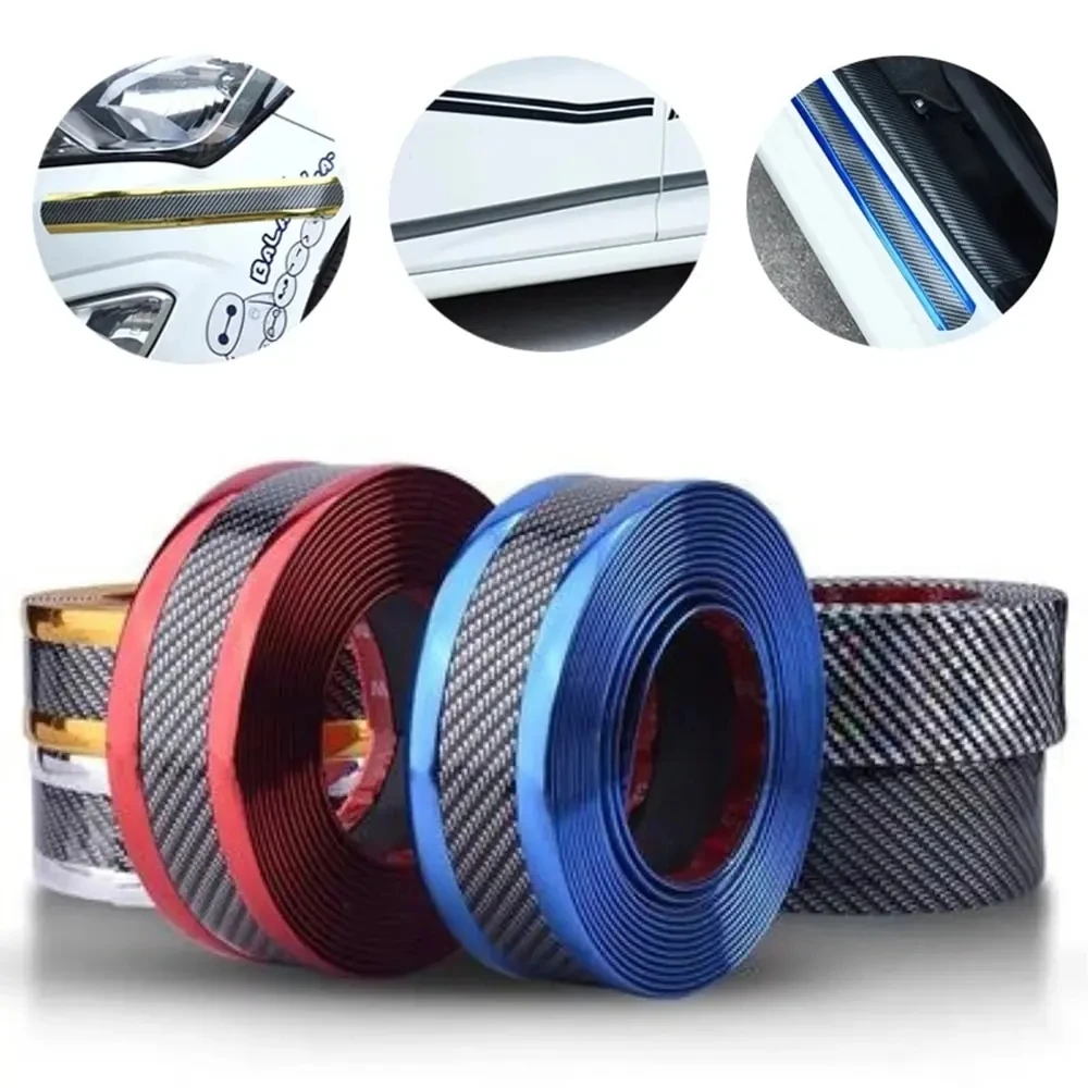 Universal Carbon Fiber Door Sill Rear Bumper Protector Corner Guard Strip Anti Scratch Car Wrap Sticker