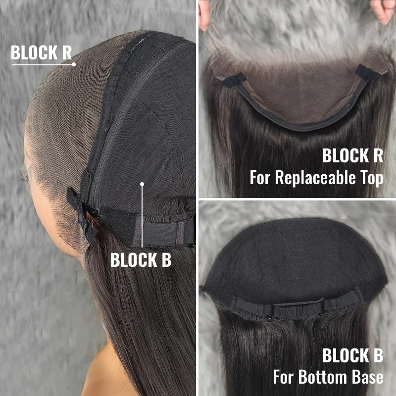 New Design Block R & B Replacement Wigs Magic Lace Wig Natural Black With Optional 13x6 Replaceable Lace Closure Block Wig