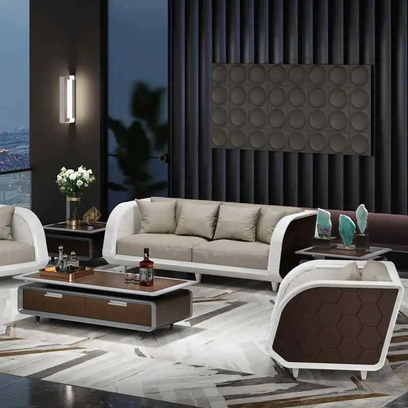Modern White Commercial Office Couch Leather Lounge Lobby Furniture Reception Waiting 3 1 1 Executive Sofa Set