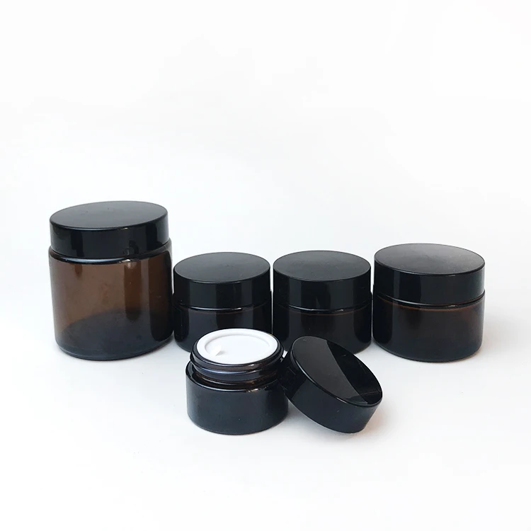 wholesale custom logo in stock 30g glass cream jar amber cosmetic glass jars for creams