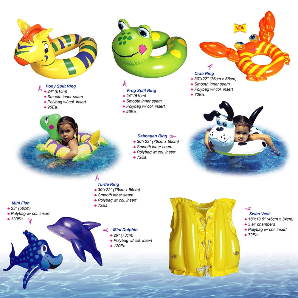 
Fun animal pool beach toys pvc inflatable toy air valve inflatable water toys 