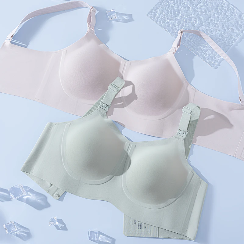 Wholesale 34 36 38 40 42 BCD Cup Wireless High Quality Jelly Glued Maternity Comfort Healthy Removable Silicone Pad Nursing Bra