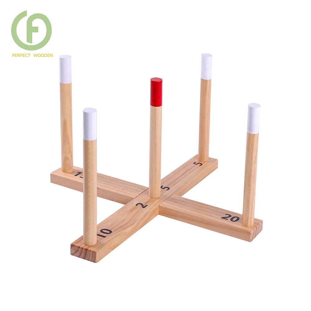 Customized Solid Wooden Ring Toss Game Set For Lawn Kids Outdoor Games Factory Direct Sale