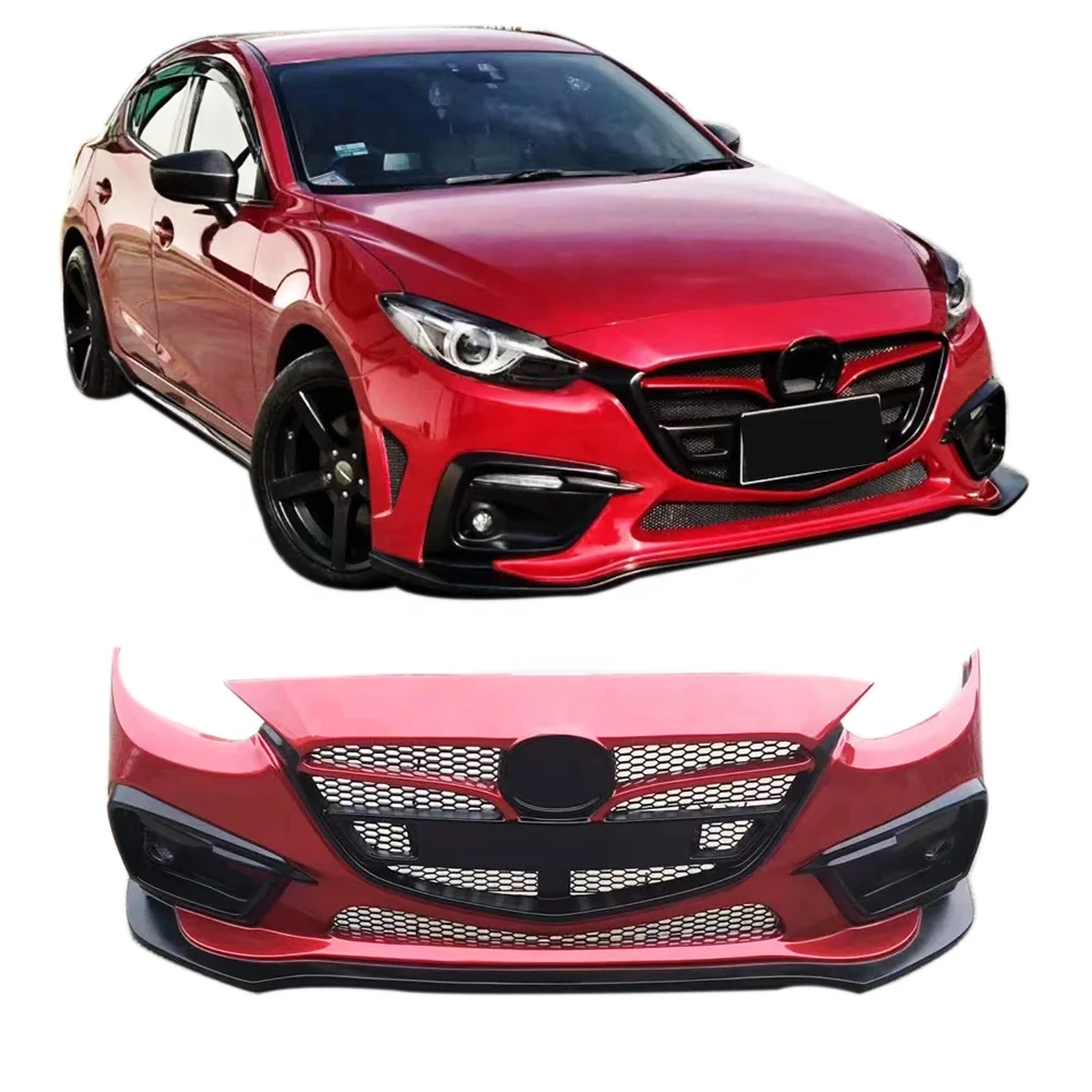 Car Bumpers For 2014-2019  Mazda 3 Axela KS Front Bumper Car Bodykit For MAZDA 3 Front Bumper Side Skirts ABS Plastic Material