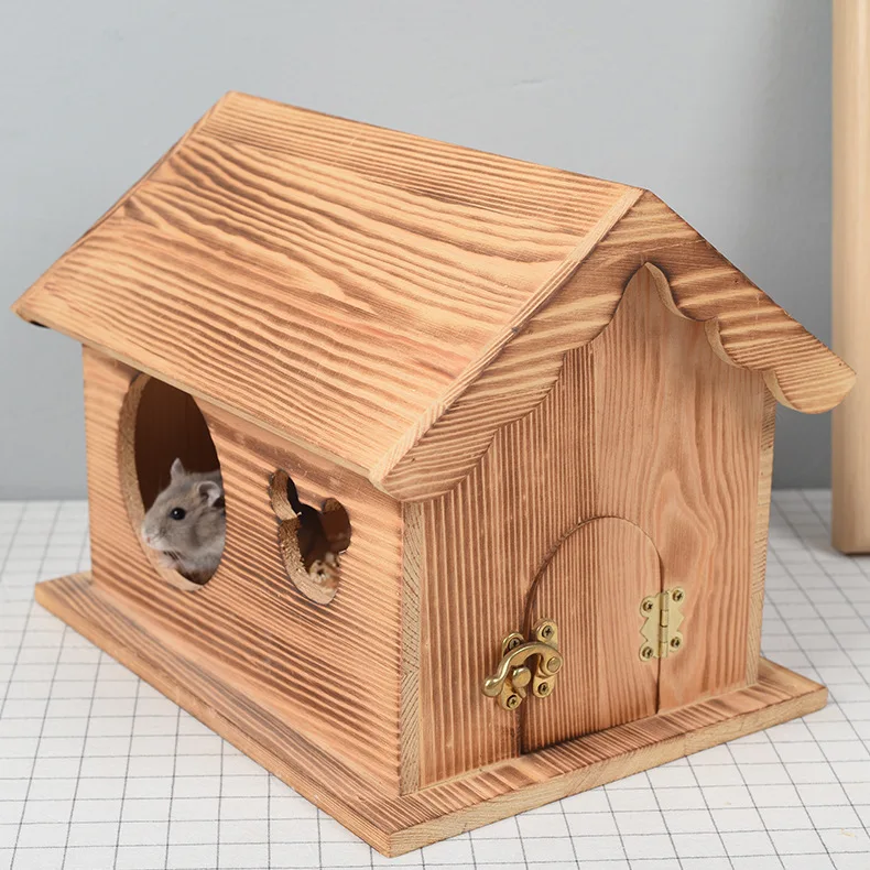 Hamster Wooden House Small Animals Hideout Home for Rat Mice Gerbil Mouse Rabbit Cage Play Hut