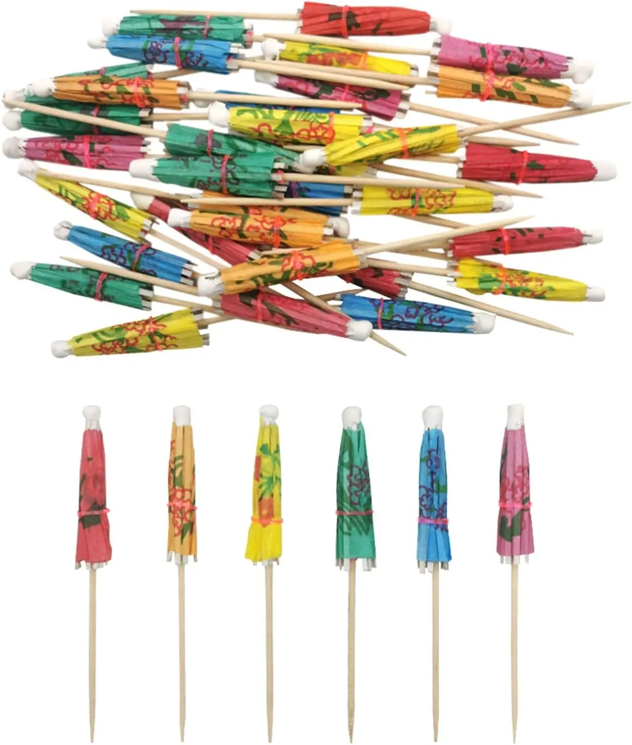 Cocktail Parasol Umbrella Sticks, Umbrella Toothpicks for Drinks, Party