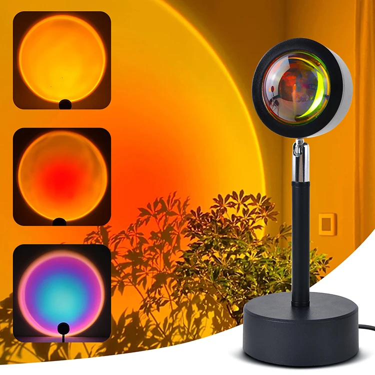 Hot sell remote control RGB Smart Rainbow Lamp for Living Room sunset lamp projector mini RGB LED table lamps