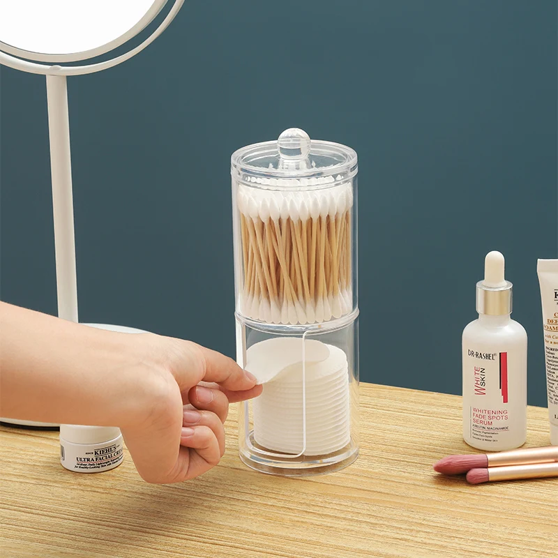 Лидер продаж, высококачественный кубический держатель для хлопковых шариков, акриловая пластиковая коробка, органайзер, акриловая коробка для хранения с крышкой