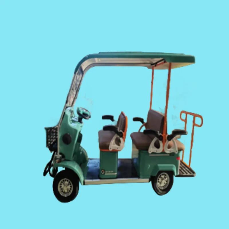 New 60V Multi-Row Seat Leisure Four-Wheeler Semi-Closed Cover Safety Handrails Integrated Battery Steel Frame Rear Hub Motor