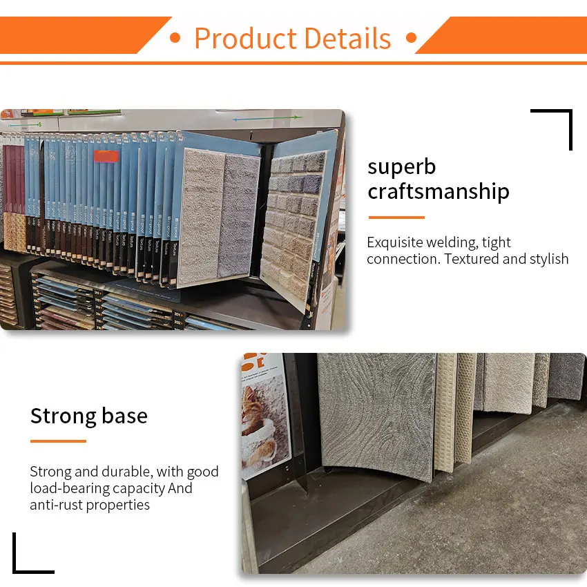 Factory price acrylic tile display stand new tile showroom tile rack stand display stone floor metal carpet display rack