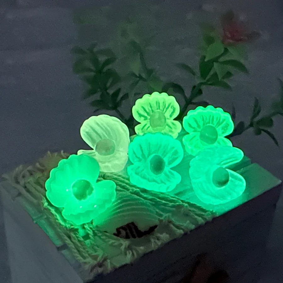 10 pcs/set Luminous Glowing Resin Shell Ornaments for Fishbowl Garden Yard Landscape Decorations Figurine Desktop Decor