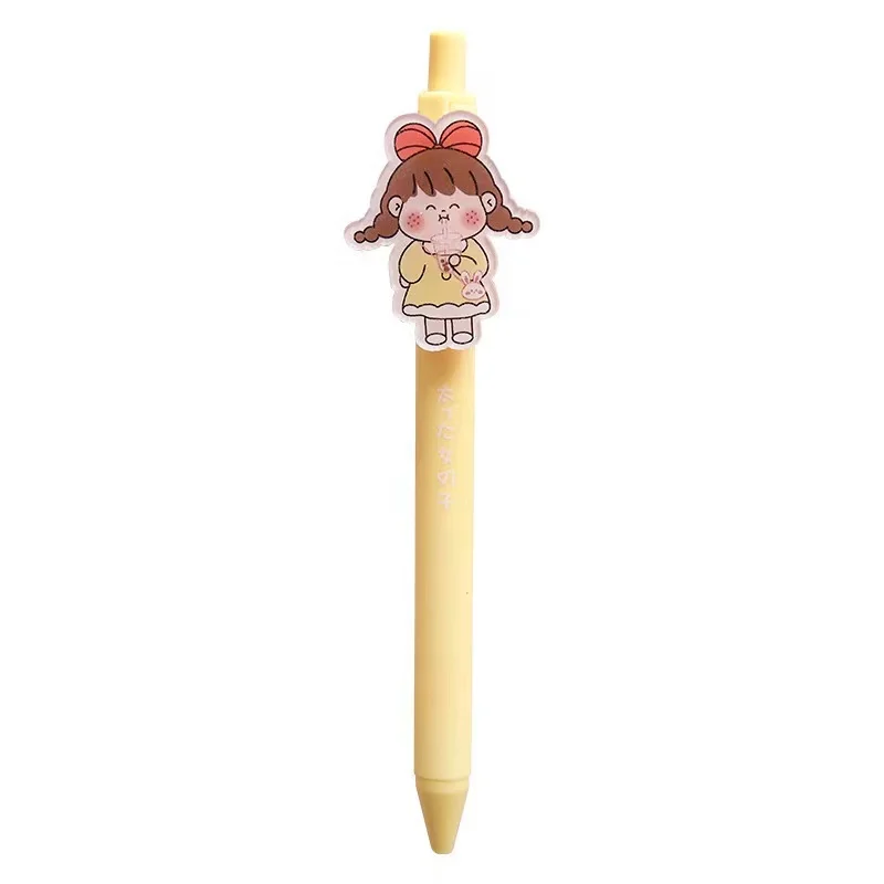 Zeamor Kawaii Acrylic Clip Orange Gel Pens Soft PVC Cartoon Characters Custom Ballpoint Pen With Logo For Kids School Student