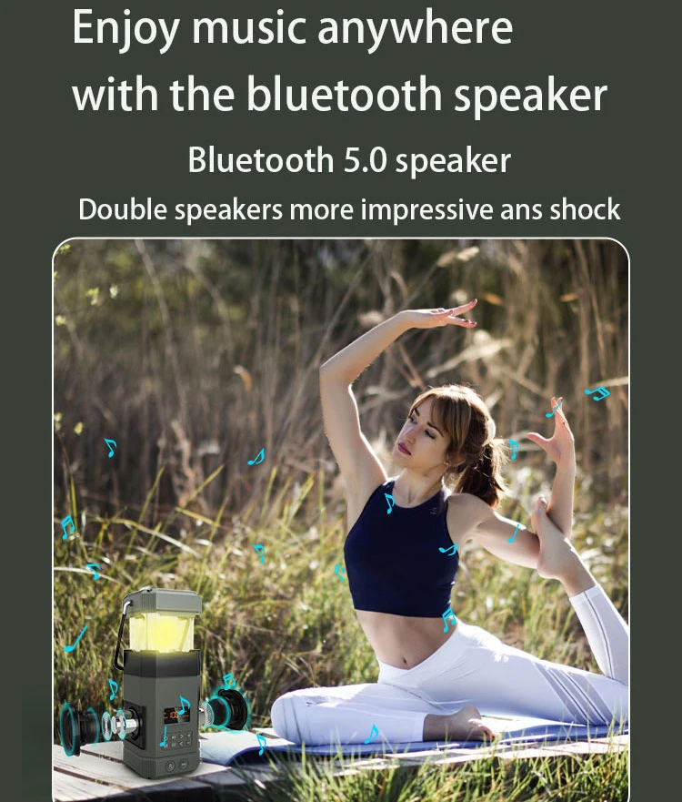 Multi speaker radio camping light creative lamps led modern round mobile waterproof emergency charging led lamp for book