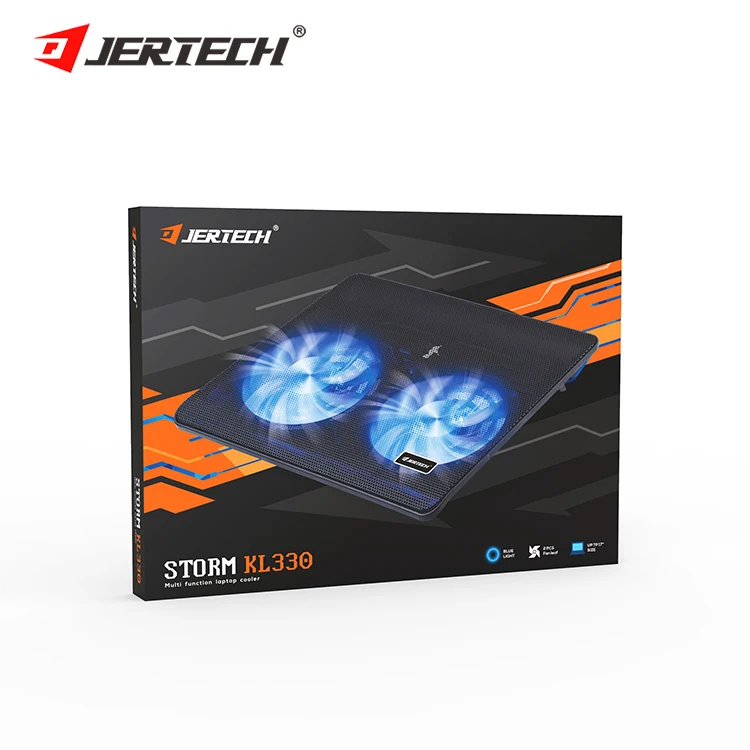 JERTECH KL330 Rgb Laptop Cooling Pad 2 Cooling Fans Ergonomic Comfort Notebook Cooler Light-weight Gaming Laptop Cooler Stand