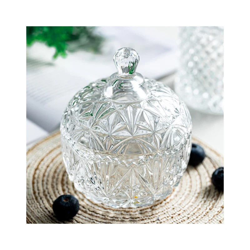 Wholesale Candy Jar Fashion Shape Glass Bowl Storage Pot Storage With Lid
