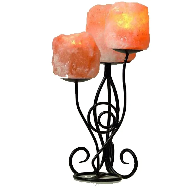 Best Rock Salt Himalayan Salt Candle Three Holder for Home Dining Table Best Selling Hot Product Best Salt Birthday Candle Light