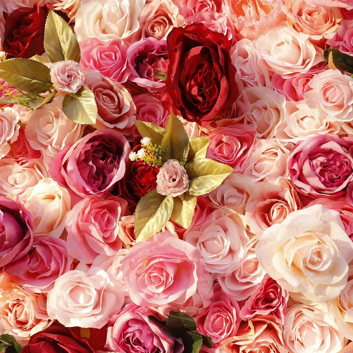 SEASON 3D Roll Up Hanging Flower Wall Pink Red Roses Artificial Silk  Flower Backdrop for Party Wedding Decoration