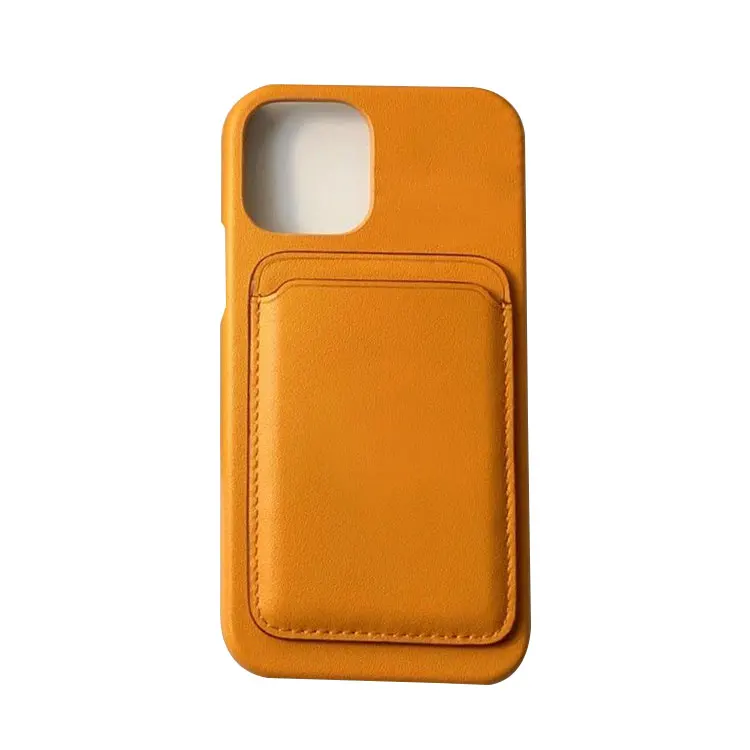 Oem Orange Wireless Charger Mobile Leather Wallet Card Slot Holder Phone Case For Iphone 14 13 Pro Max For iphone Magsafes Case