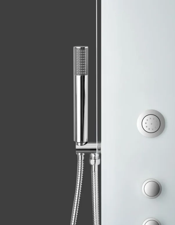 Gentory Bath Faucet led shower panel with white painting White tempered glass shower panel Bathroom Wall Mounted shower column