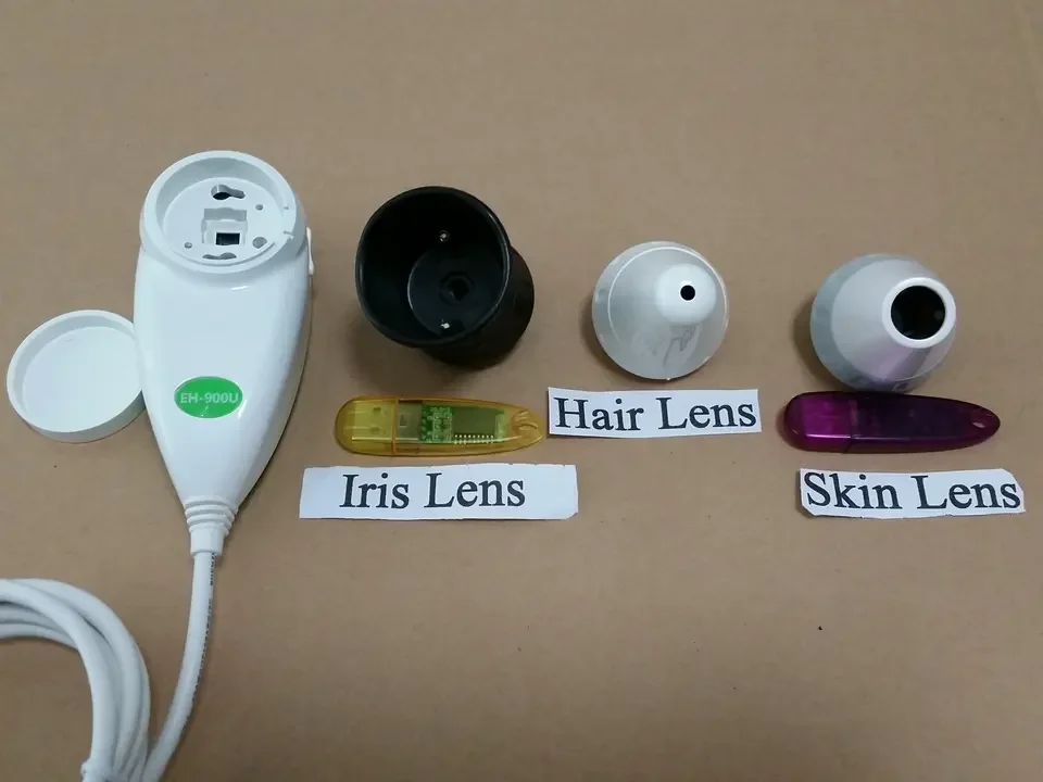 Portable skin test scalp analysis machine green color for hair and eye iris scanner