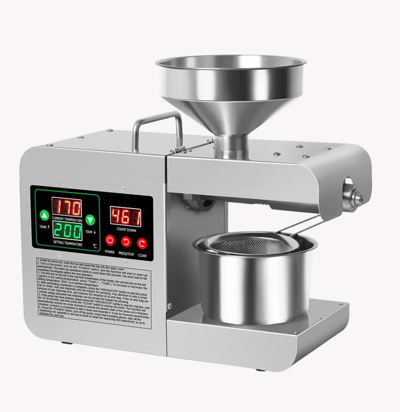 Industrial stainless small cold oil pressers for restaurant hot oil press machine