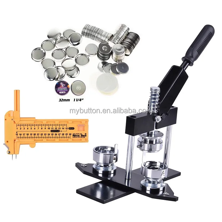 32mm 1-1/4 Inch round button maker machine + 500pcs free magnet parts + circle cutter