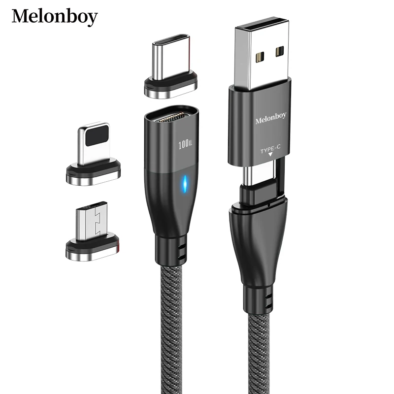 Computer magnetic data cable PD 100w 5A fast charge USB A&USB C to micro usb/usb c /i-product Compatibe with laptop & phones