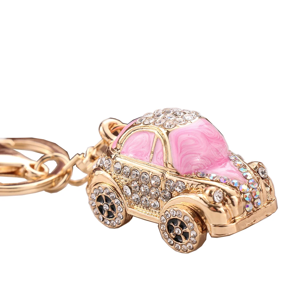 Metal MINI car painting oil pendant toy Beetle car keychains pendant cartoon cute creative small gift key chains