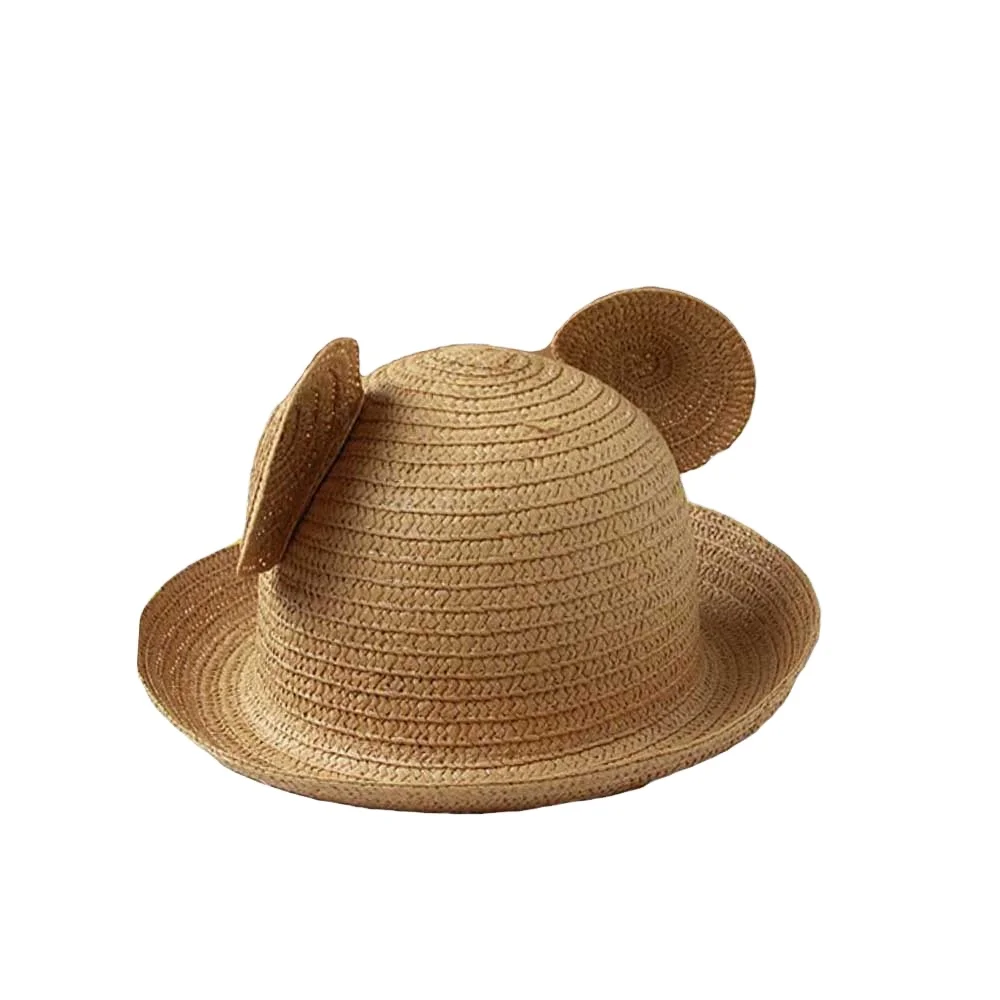 Funny Children Straw Hat Custom Cute Cat Ear kids Hat
