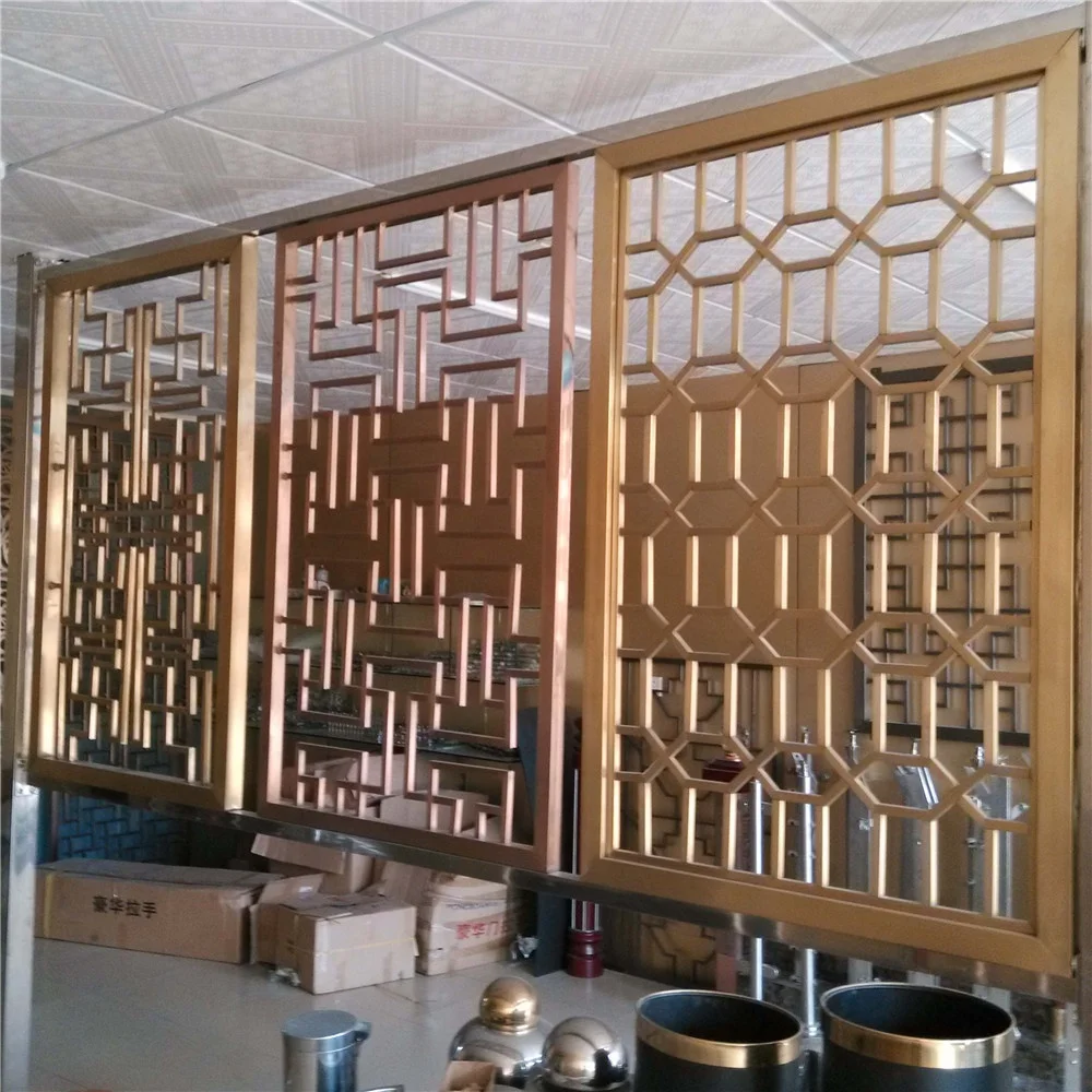 
Decorative Gold Color Laser Cut Metal Room Dividers Partitions Screen 