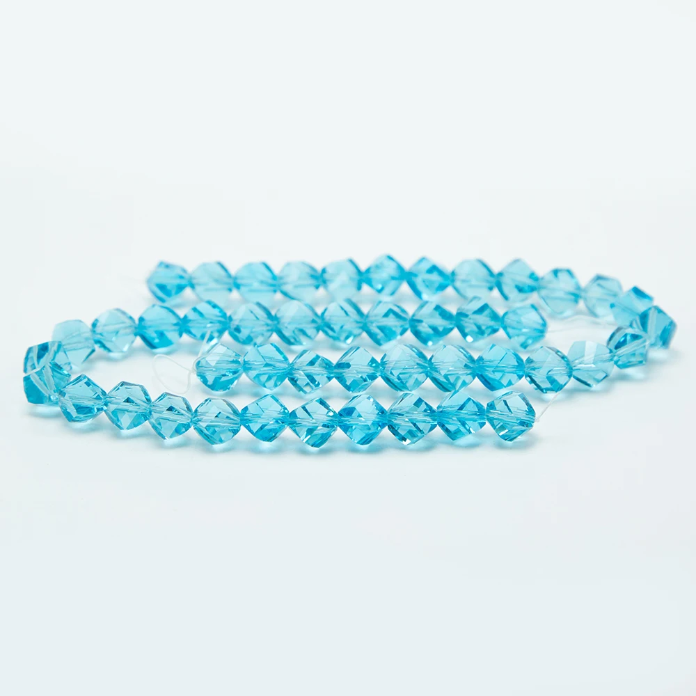 8mm Blue Glass Beads Faceted Twist Beads for Jewelry Making