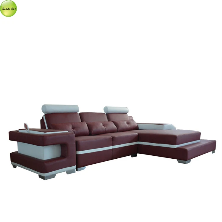 Redde Boo Hot Sales L Shaped Modern Sectional Black and White Leather Functional Living Room Sofas Set with Storage