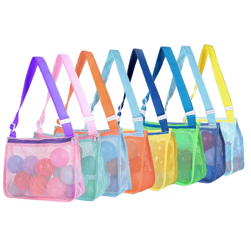Adjustable Carrying Straps Beach Sand Toy Mesh Beach Bag for Kids