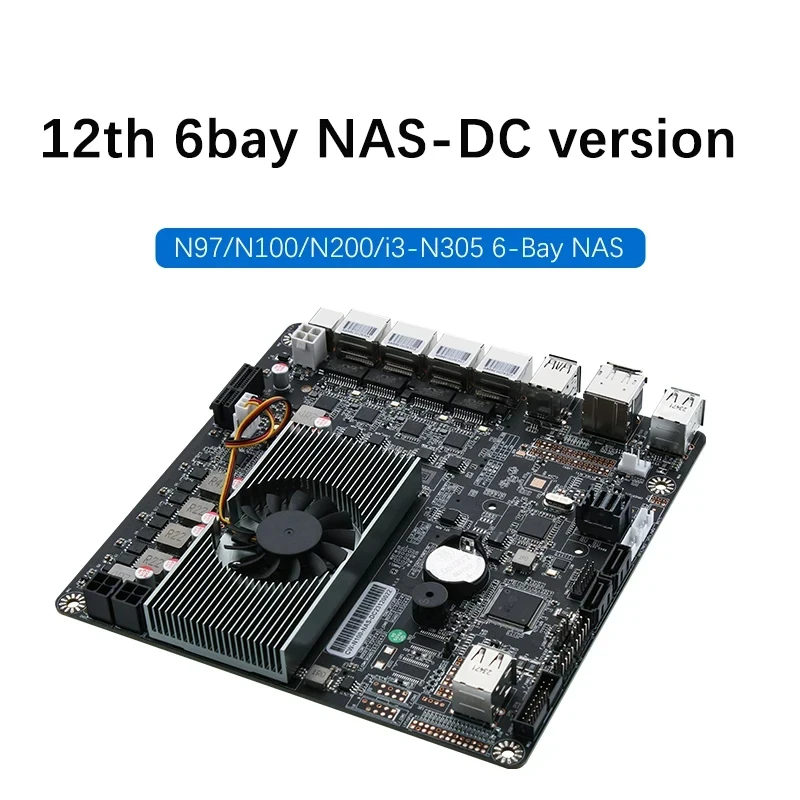 6-отсекная материнская плата NAS 12 i3-N305 N100 DC Power 2xM.2 NVMe 6xsata3.0 PCIE X1 4x i226-V 2 5G RJ45 LAN DDR5 17X17 ITX