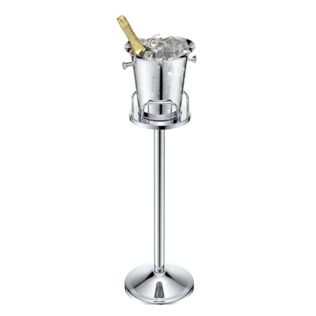 Gold Silver Stainless Steel Standing Ice Container Cooler Chiller with Carrying Handles