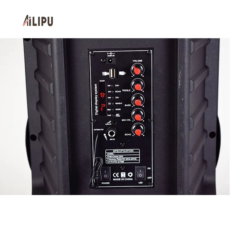 Top Quality 12 Inch Private Mode 20W Rechargeable Trolley Speaker Music Player for Stage