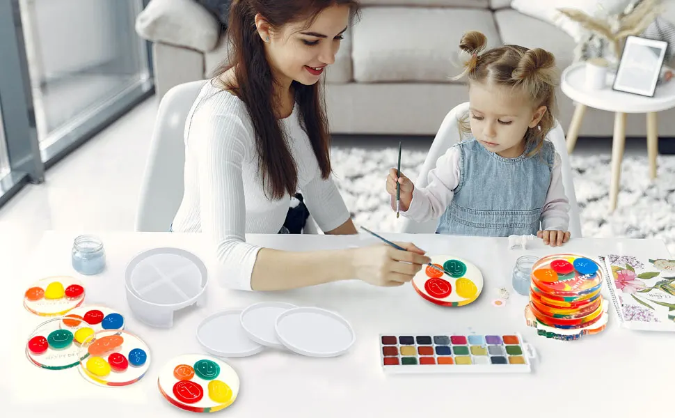 Coaster Resin Molds 4PCS Coaster Silicone Molds with Storage Box Mold for DIY Resin Cups Mats Home Decoration