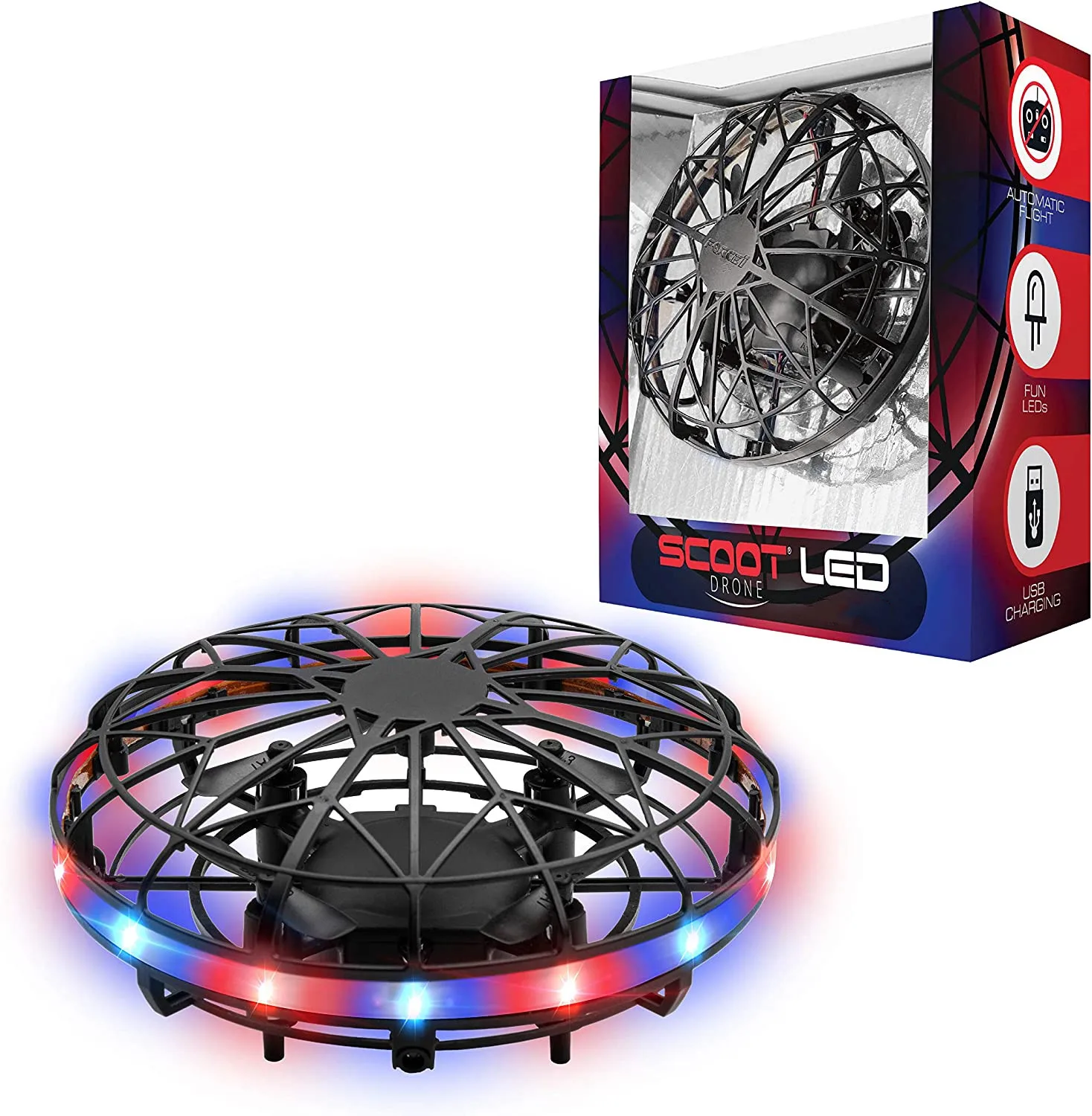 Scoot LED Hand Operated Drone for Kids or Adults Hands Free Motion Sensor Mini Drone Easy Indoor Small UFO Toy Flying Ball Drone