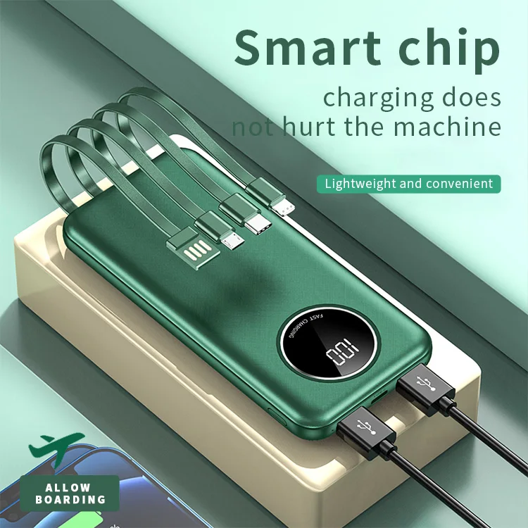 OEM Manufacturers custom package 5V 2.1A led digital display 10000mah powerbank with cable power bank