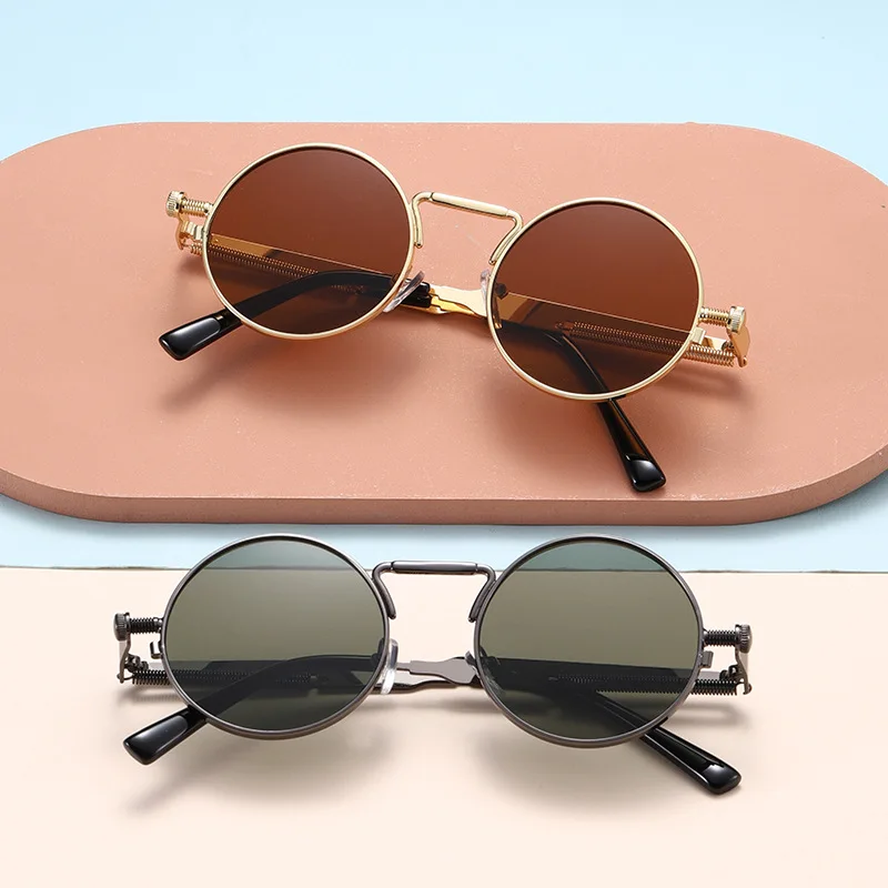 2023 New Retro Round Frame Sunglasses Fashionable Slimming Eyeglasses Trendy Street Photo Sunglasses