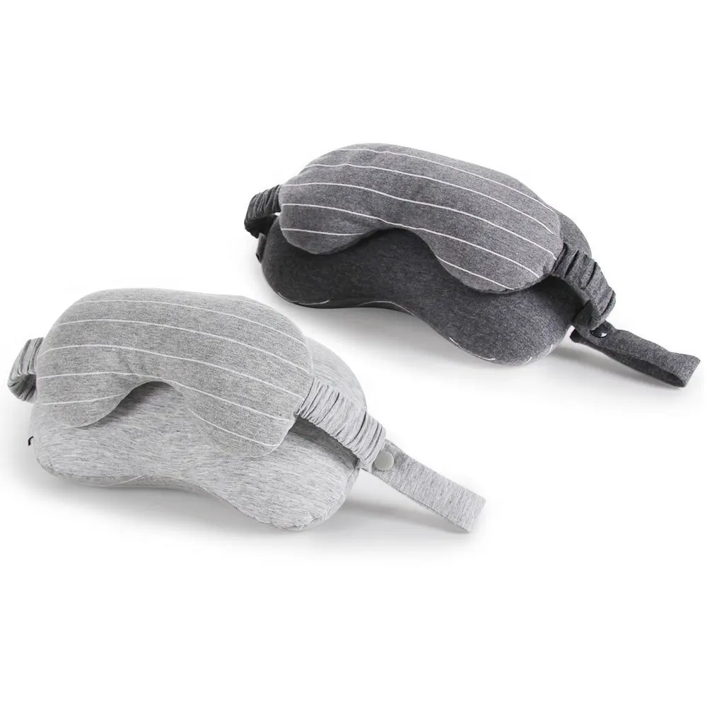 Wholesale 2 in 1 U-shaped neck pillow eye masks neck support filled with foam particles travel neck pillow with eye mask