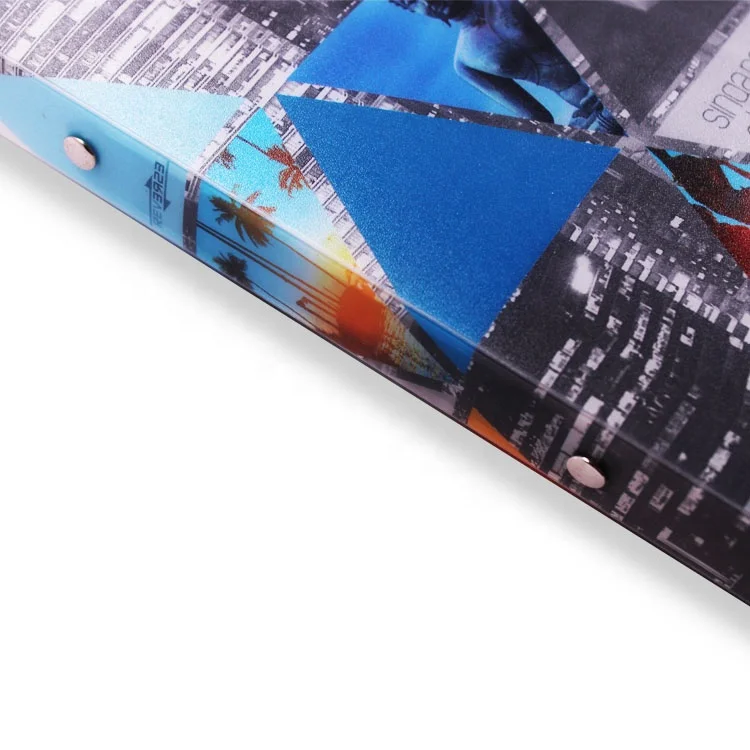 Printed hardcover PP cover ring binder custom office folder