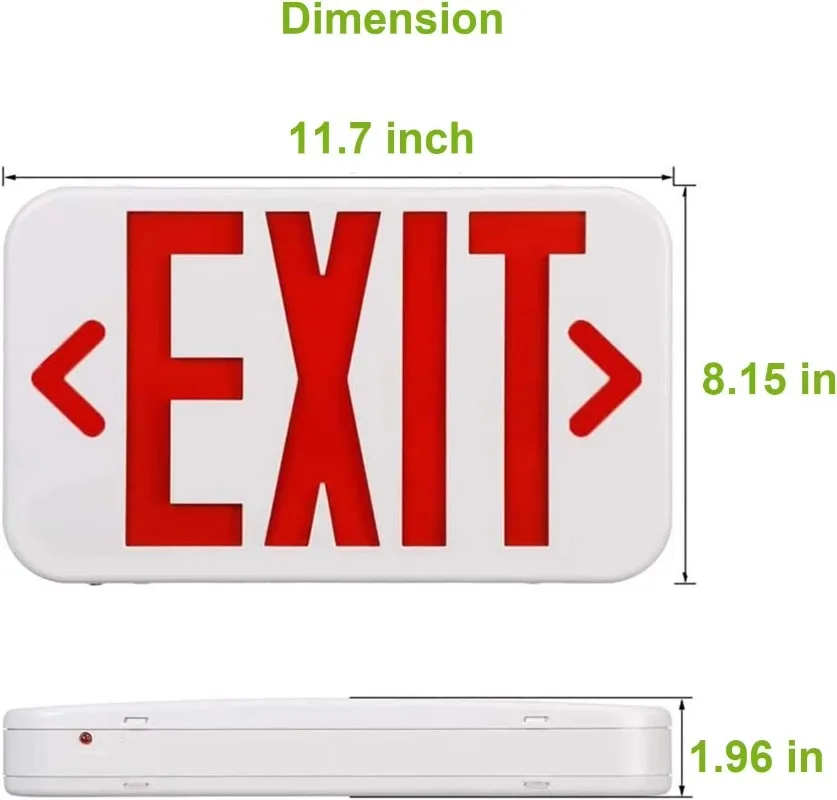 UL 924 Approved LED Emergency Exit Light Cold White Plastic Sign with Battery Backup for AC 120/277V Double Face
