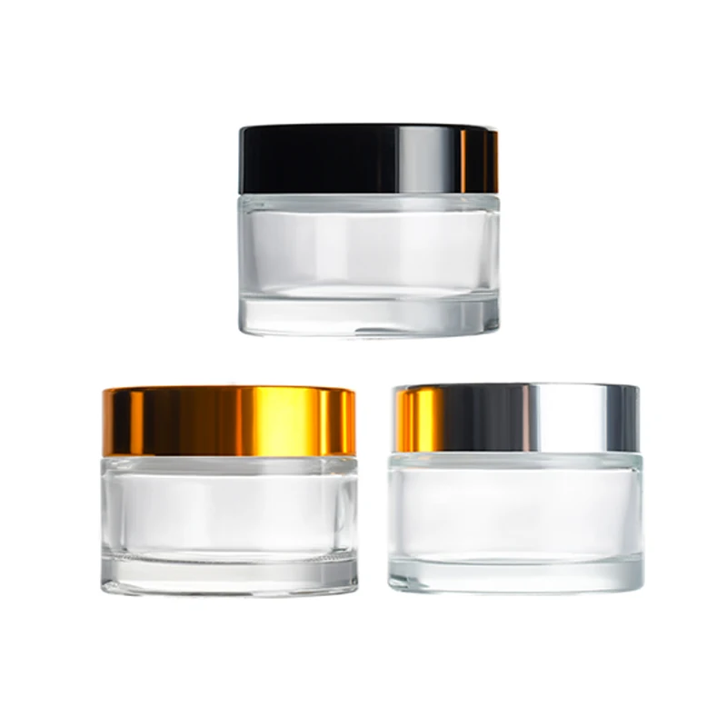 Wholesale cosmetic containers face cream container 5g 10g 15g 20g 30g 50g 100g clear glass cosmetic cream jar with lid