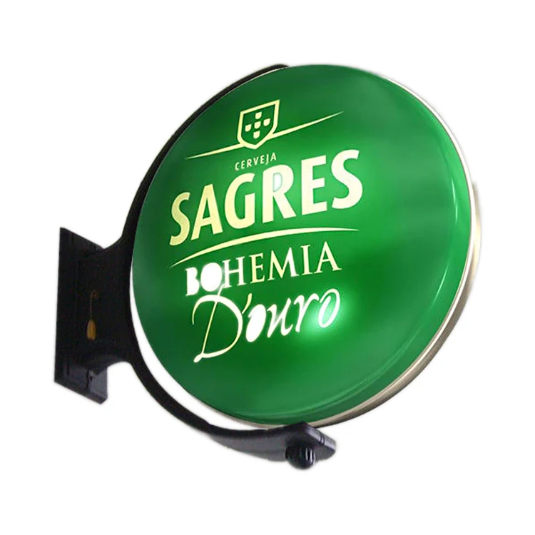 Outdoor turning board lightbox advertising round rotating led sign 3d acrylic light box