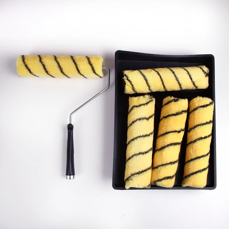 Paint Roller Tray Professional Roller Brush with 5 Replaceable Paint Roller Sleeve Black plastic Tray