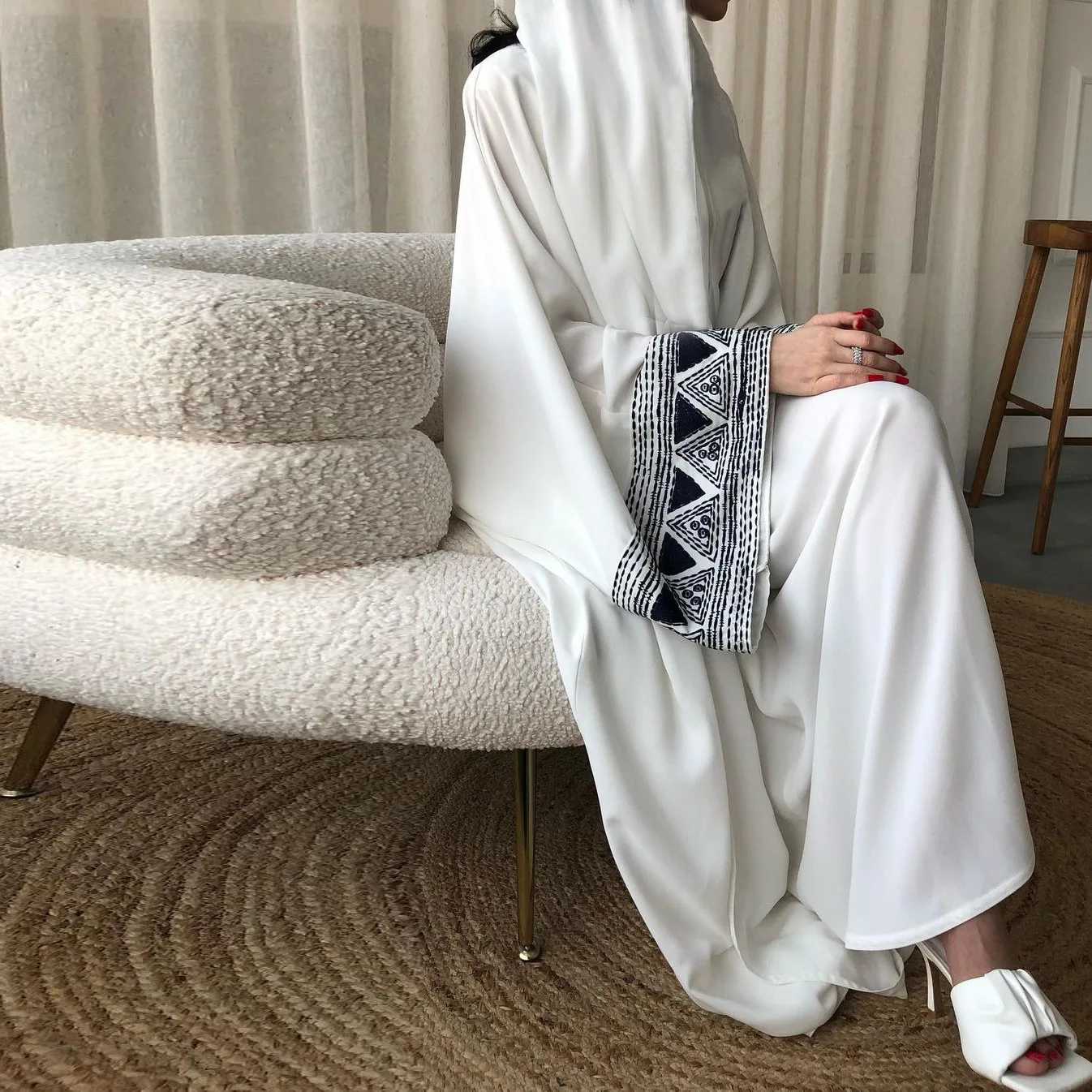 Производитель Abaya Исламская одежда Gulf Abayas Muslim Dubai черная Абая с вышивкой